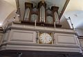 The organ and clock in King's Chapel.<br />April 19, 2015 - Boston, Massachusetts.