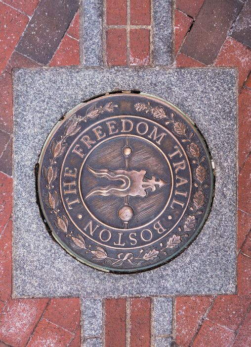 Freedom Trail marker.<br />April 19, 2015 - Boston, Massachusetts.