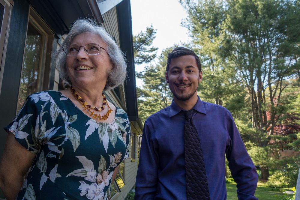 Joyce and Eriks.<br />Eriks' graduation from Tufs party.<br />May 17, 2015 - At Uldis and Edite's in Manchester by the Sea, Massachusetts.