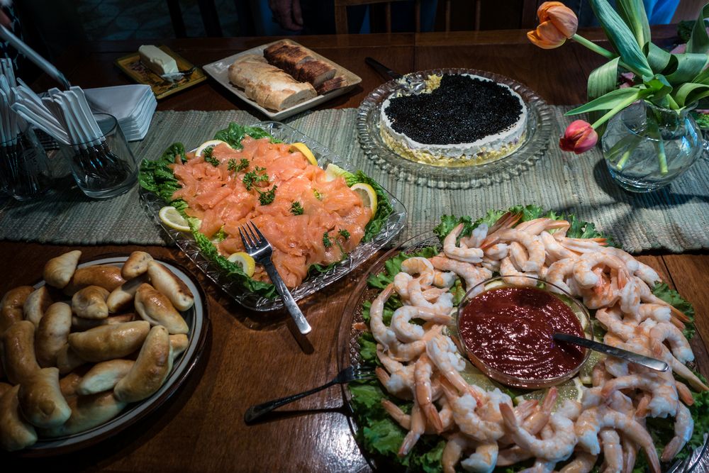 Food catered by Anita.<br />Eriks' graduation from Tufs party.<br />May 17, 2015 - At Uldis and Edite's in Manchester by the Sea, Massachusetts.