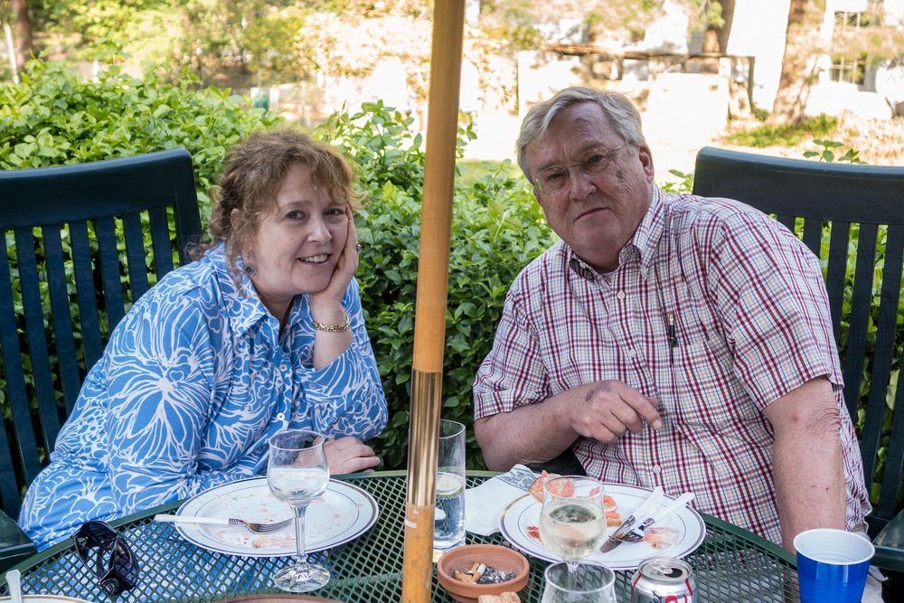 Priscilla and Uldis.<br />Eriks' graduation from Tufs party.<br />May 17, 2015 - At Uldis and Edite's in Manchester by the Sea, Massachusetts.
