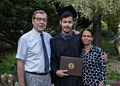 Proud parents Juris and Nancy with graduate Eriks.<br />Eriks' graduation from Tufs party.<br />May 17, 2015 - At Uldis and Edite's in Manchester by the Sea, Massachusetts.