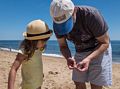 Alina and Julian showing her a crab.<br />June 13, 2015 - Parker River National Wildlife Refuge, Massachusetts.
