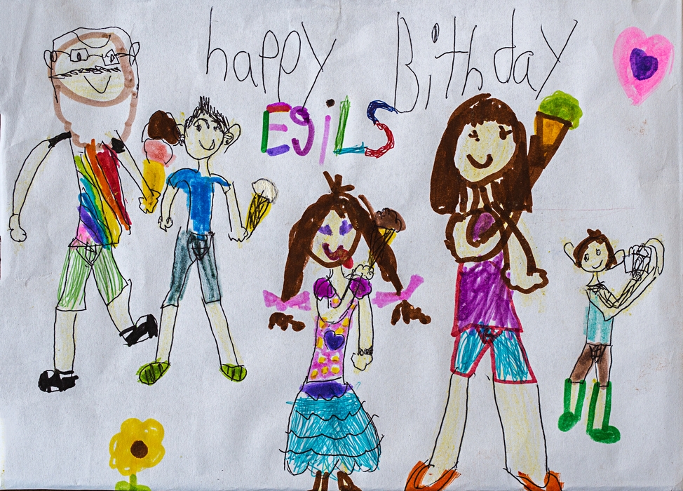 Alina's drawing for my birthday.<br />June 13, 2015 - At home in Merrimac, Massachusetts.