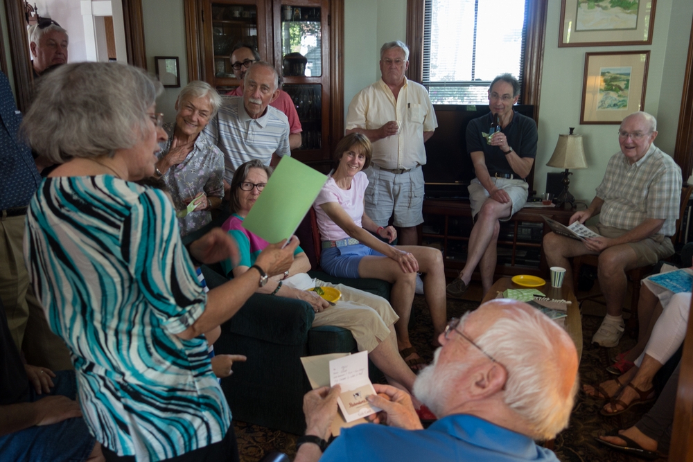 John, Joyce, Baiba, Julian, Ronnie, Hanna, Leslie, Uldis, Oscar, Pete, and Egils.<br />Egils' 75th and Carl's 46th birthday celebration.<br />June 13, 2015 - At home in Merrimac, Massachusetts.