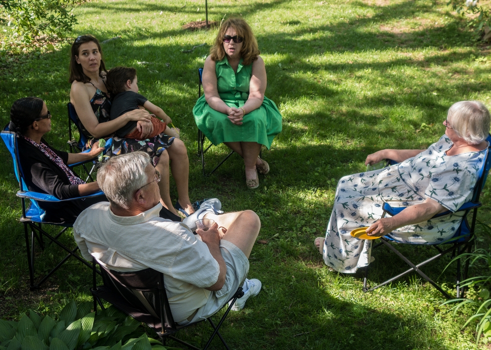 Nancy R., Gisela with Edgar, Uldis, Priscilla, and Edite.<br />Egils' 75th and Carl's 46th birthday celebration.<br />June 13, 2015 - At home in Merrimac, Massachusetts.