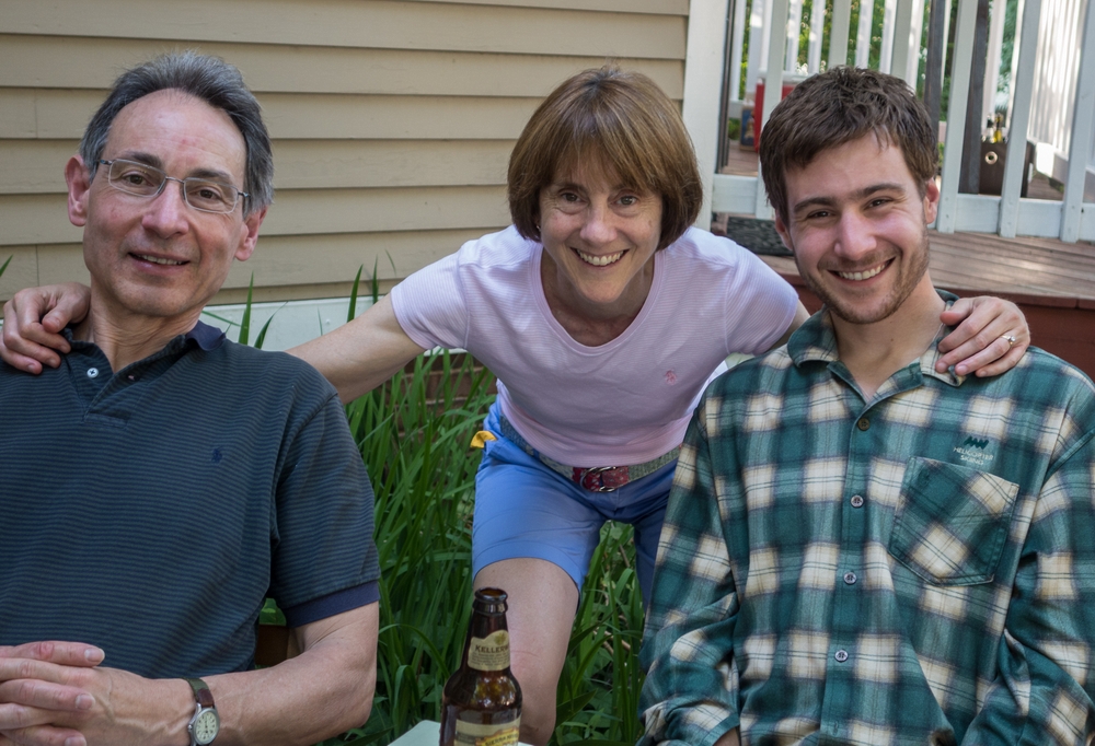 Oscar, Leslie, and their son Julian Ramon.<br />Egils' 75th and Carl's 46th birthday celebration.<br />June 13, 2015 - At home in Merrimac, Massachusetts.