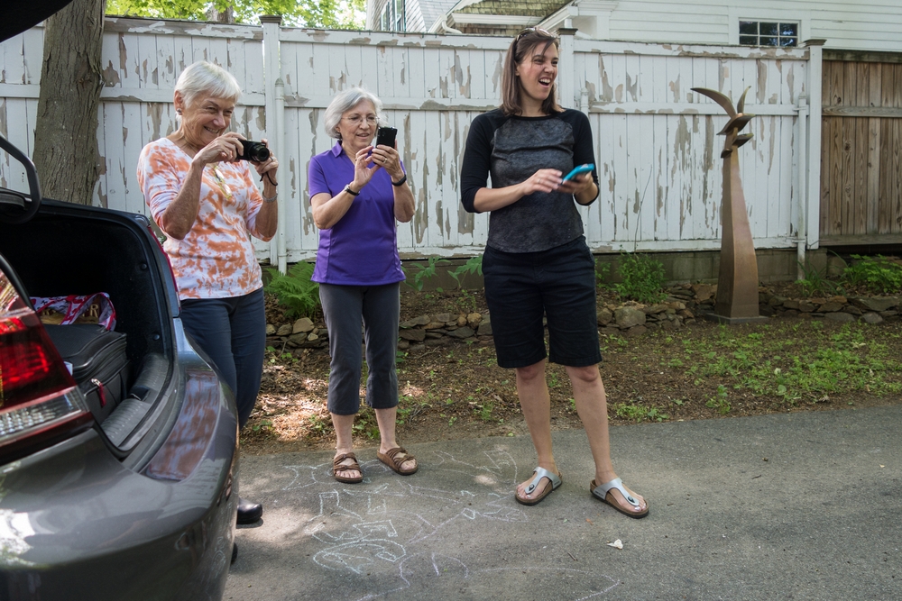 Baiba, Joyce, and Gisela photographing the kids.<br />June 14, 2015 - At home in Merrimac, Massachusetts.