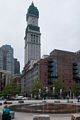 Joyce, Rings Fountain, Custon House Tower.<br />June 16, 2015 - Along the Greenway in Boston, Massachusetts.
