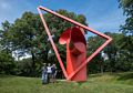 Ronnie, Baiba, and Joyce next to Alexander Liberman's "Adam".<br />June 17, 2015 - Storm King Arts Center, Mountainville, New York.