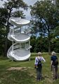 Baiba and Joyce admiring Alice Aycock's 'Three-Fold Manifestation II'.<br />June 17, 2015 - Storm King Arts Center, Mountainville, New York.