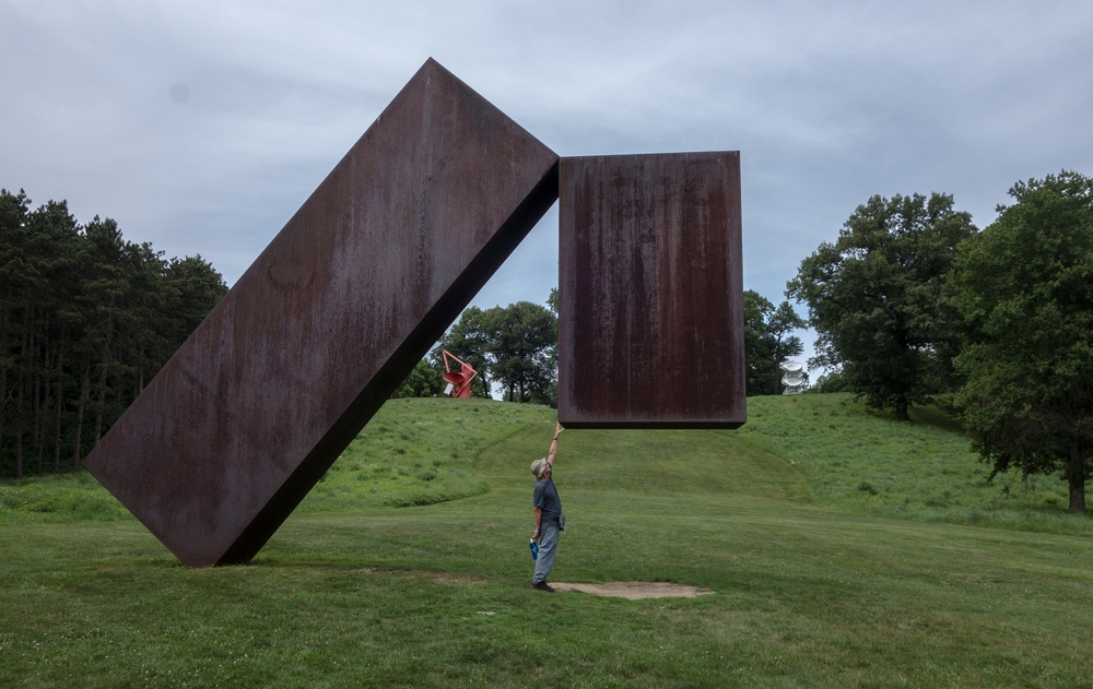 Ronnie with Menashe Kadishman's "Suspended".<br />June 17, 2015 - Storm King Arts Center, Mountainville, New York.