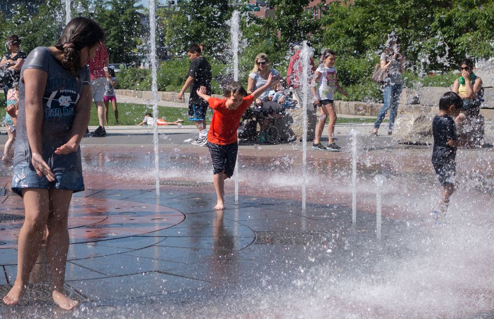 Matthew at the Rings Fountain.<br />July 3, 2015 - Along the Greenway in Boston, Massachusetts.
