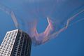 Janet Echelman's "As If It Were Already Here".<br />July 3, 2015 - Along the Greenway in Boston, Massachusetts.