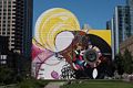 Shinique Smith's mural "Seven Moon Junction" at Dewey Square Park.<br />July 3, 2015 - Along the Greenway in Boston, Massachusetts.