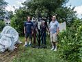 Paul, Egils, Joyce, and Tom with sculpture by Joyce for Paul.<br />July 10, 2015 - At Paul and Norma's in Tewksbury, Massachusetts.