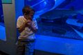 Matthew pretending to be afraid of a shark.<br />July 13, 2015 - Aquarium in Mystic, Connecticut.