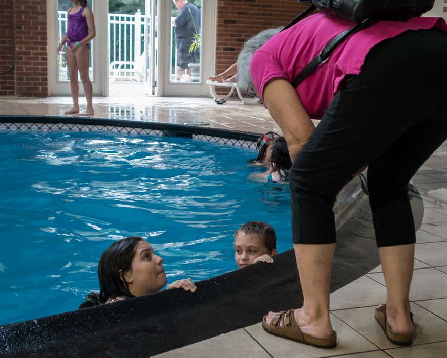 Miranda and Matthew being given instructions by Joyce.<br />July 13, 2015 - At the Howard Johnson's in Mystic, Connecticut.