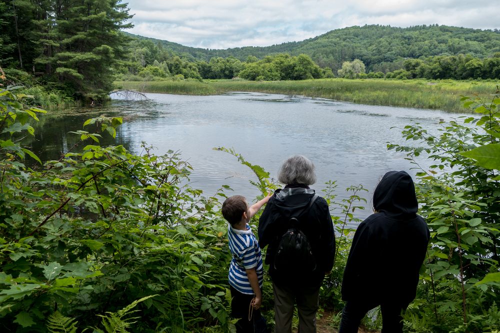 Matthew, Joyce, and Miranda at the Ottauquechee River.<br />July 15, 2015 - Vermont Institute of Natural Science, Quechee, Vermont.