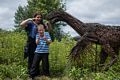 Miranda, Matthew and Dina, the Deinonychus (by Brian East & Amy Rawson).<br />July 15, 2015 - Vermont Institute of Natural Science, Quechee, Vermont.