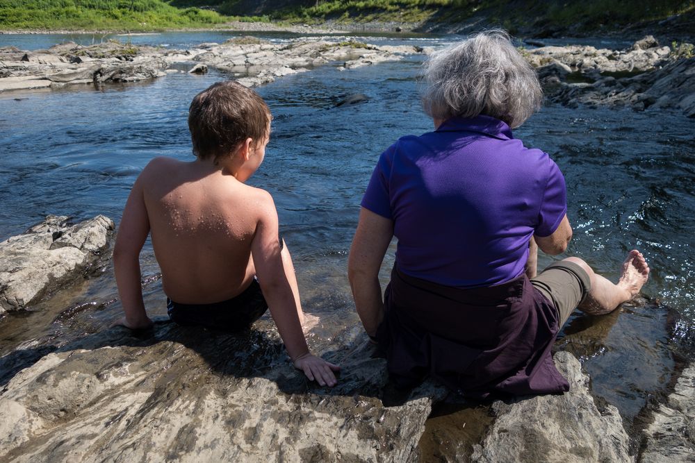 Matthew and Joyce cooling off.<br />July 15, 2015 - Quechee Gorge, Quechee, Vermont.