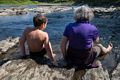 Matthew and Joyce cooling off.<br />July 15, 2015 - Quechee Gorge, Quechee, Vermont.