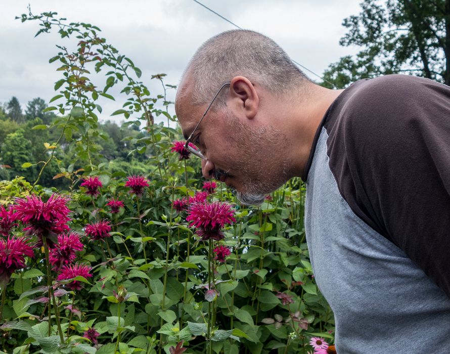 Carl with his new haircut.<br />On the Bridge of Flowers.<br />July 26, 2015 - Shelburne Falls, Massachusetts.