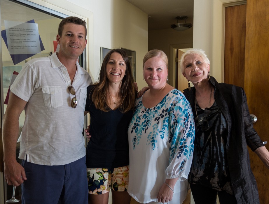 Todd and Katrina, Laila, Lilita.<br />Celebrating Edite's 70th birthday.<br />Aug. 8, 2015 - At Uldis and Edite's in Manchester by the Sea, Massachusetts.