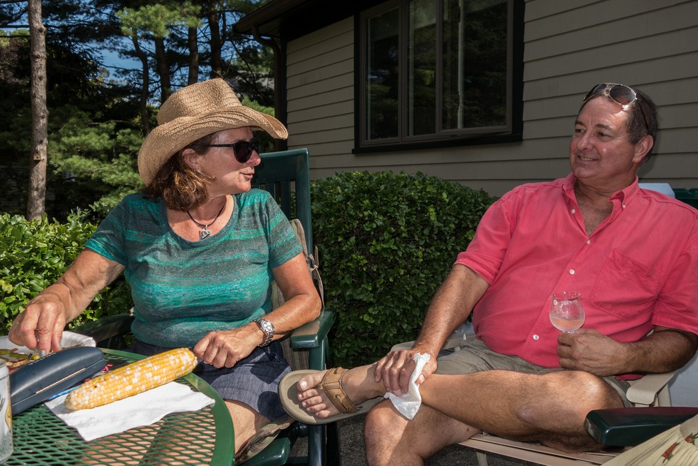 Lucy and her brother Jeff.<br />Celebrating Edite's 70th birthday.<br />Aug. 8, 2015 - At Uldis and Edite's in Manchester by the Sea, Massachusetts.