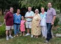 Marc, Krista, Annaka, Uldis, Edite, Laila, and Hanafi.<br />Celebrating Edite's 70th birthday.<br />Aug. 8, 2015 - At Uldis and Edite's in Manchester by the Sea, Massachusetts.