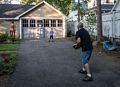 Matthew and Carl playing frisbee.<br />Sept. 6, 2015 - At home in Merrimac, Massachusetts.