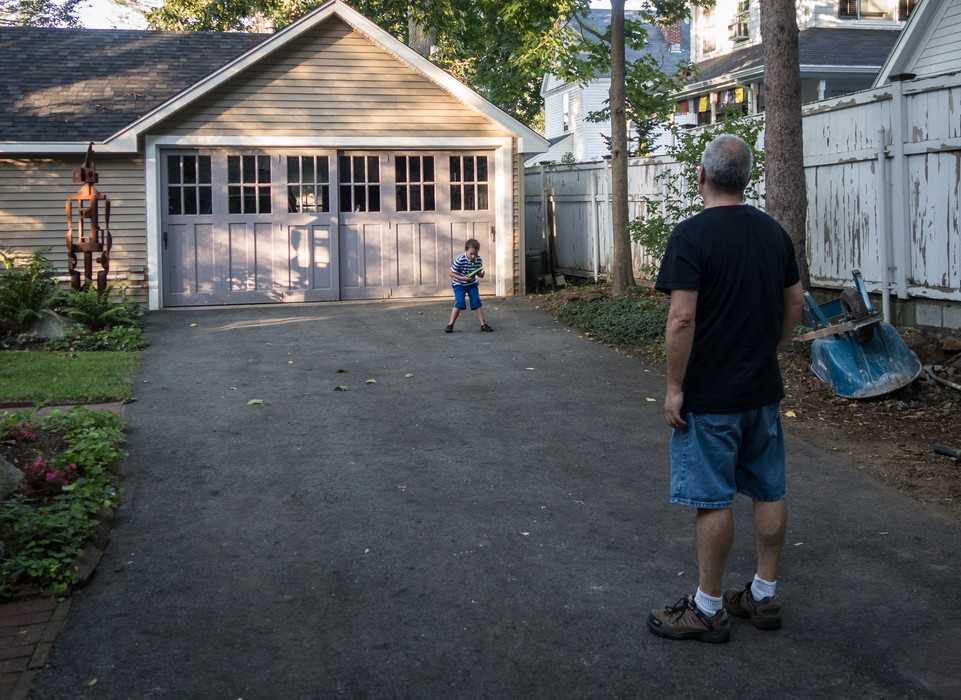 Matthew and Carl playing frisbee.<br />Sept. 6, 2015 - At home in Merrimac, Massachusetts.