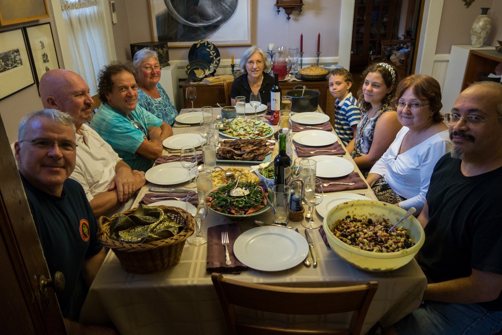 Family get together for Labor Day.<br />Jim, Tom, Paul, Norma, Joyce, Matthew, Miranda. Linda, and Carl (and Egils behind the camera)<br />Sept. 6, 2015 - At home in Merrimac, Massachusetts.