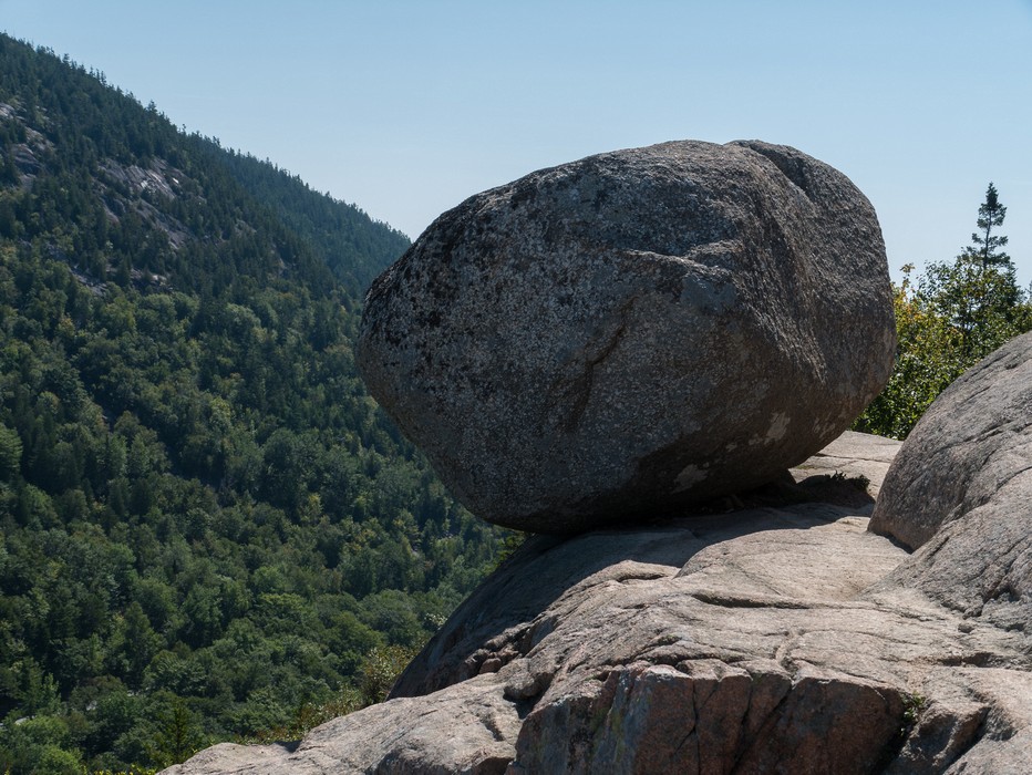 Bubble Rock on South Bubble.<br />Sept. 17, 2015 - Acadia National Park, Mt. Desert Island, Maine.