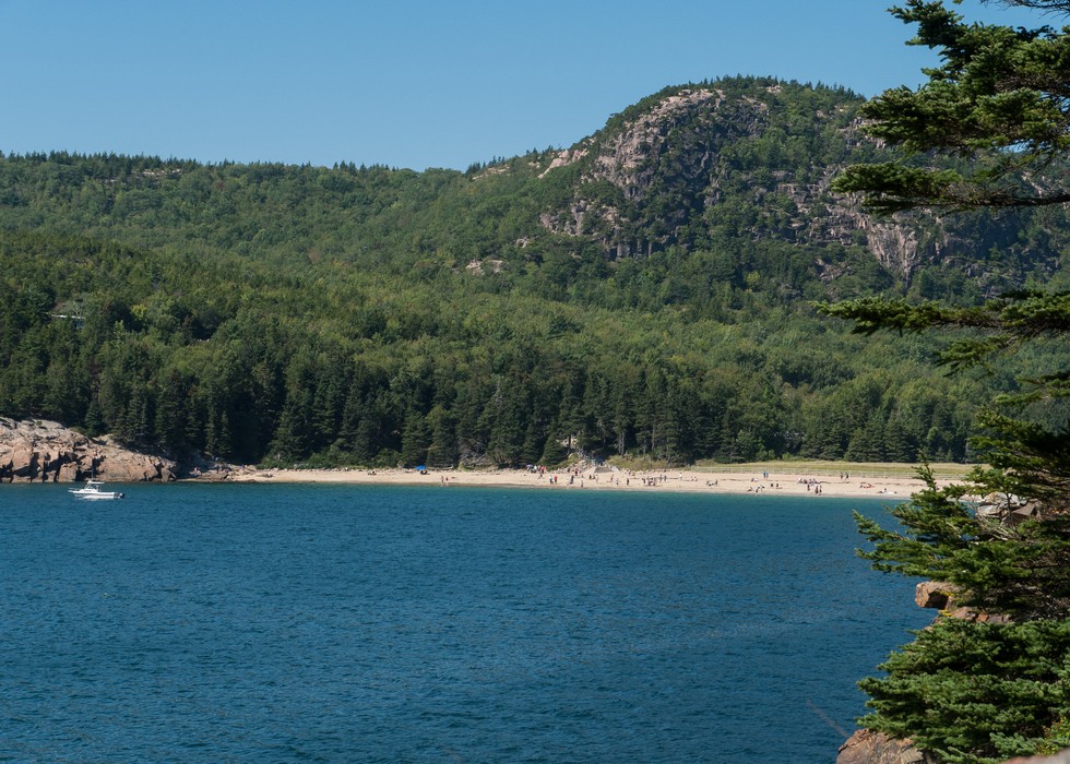 The Beehive and Sand Beach from Great Head Trail.<br />Sept. 18, 2015 - Acadia National Park, Mt. Desert Island, Maine.