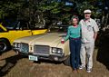 Helen and Pete in front of their son's 1972 Oldsmobile.<br />Antique car show.<br />Sep. 26, 2015 - At Skips in Merrimac, Massachusetts.