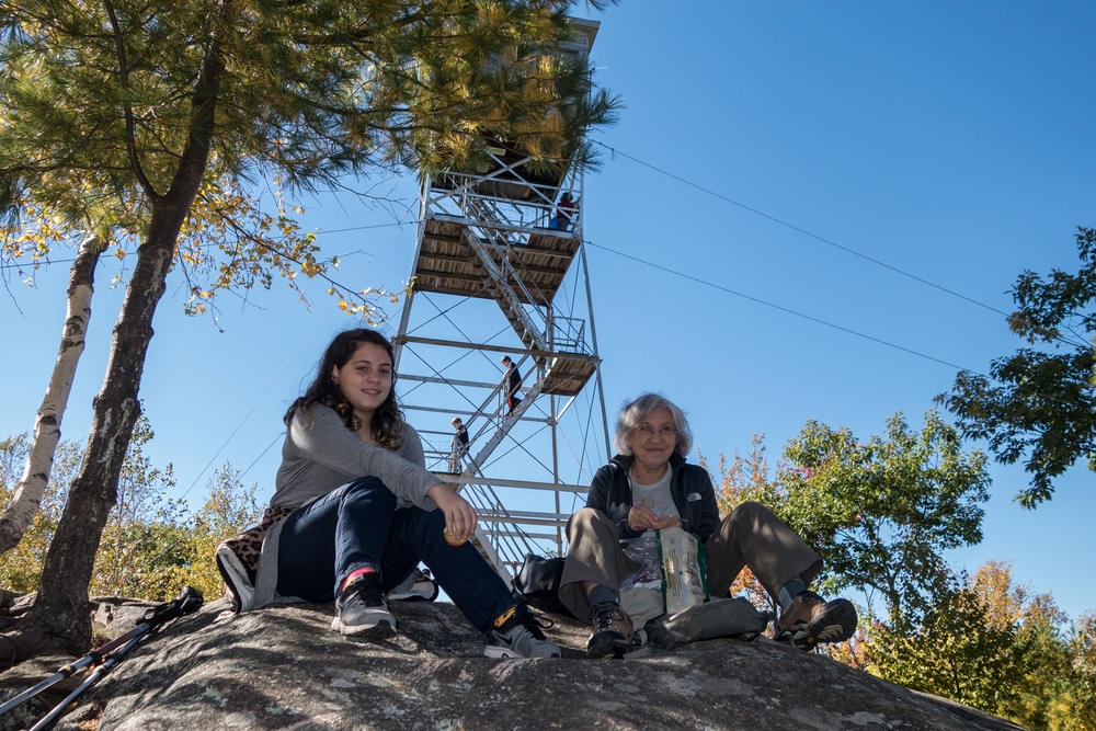 Miranda and Joyce atop South Peak.<br />Oct. 11, 2015 - Pawtuckaway State Park, Nottingham, New Hampshire.