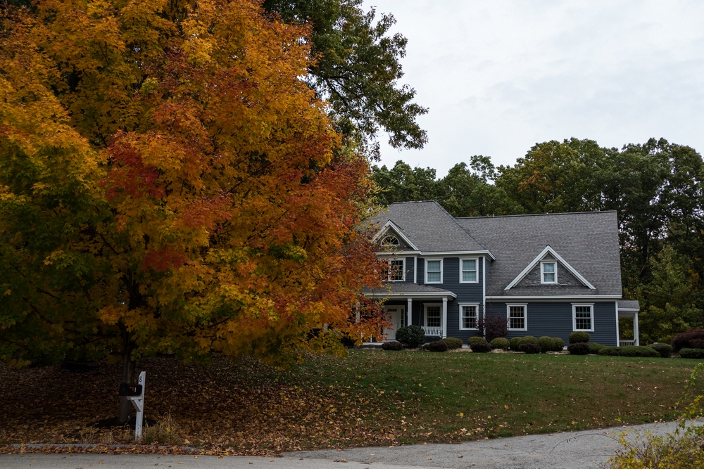 Fancy houses along Colonial Drive.<br />Oct. 22, 2015 - Merrimac, Massachusetts.