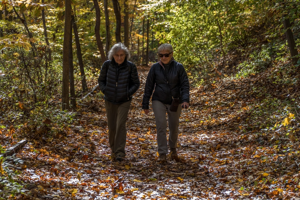 Joyce and Baiba on the Red Trail.<br />Oct. 30, 2015 - Lake Roland Park, Towson, Maryland.