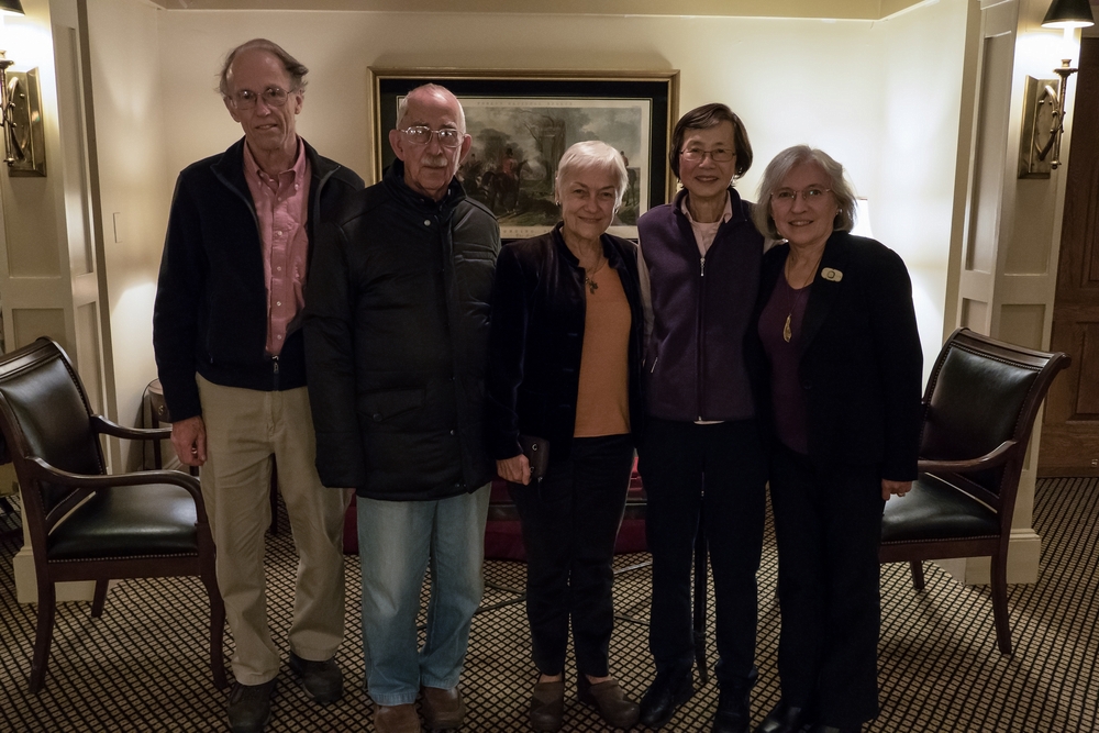 Bob, Ronnie, Baiba, Young, Joyce.<br />Bob and Yoong treated us to dinner.<br />Oct. 30, 2015 - At the L'Hirondelle Club, Ruxton, Maryland.