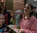 Matthew, Holly, and Miranda happy with the performance.<br />A performance of 'Charlotte's Web' at the Miscoe Hill Middle School.
