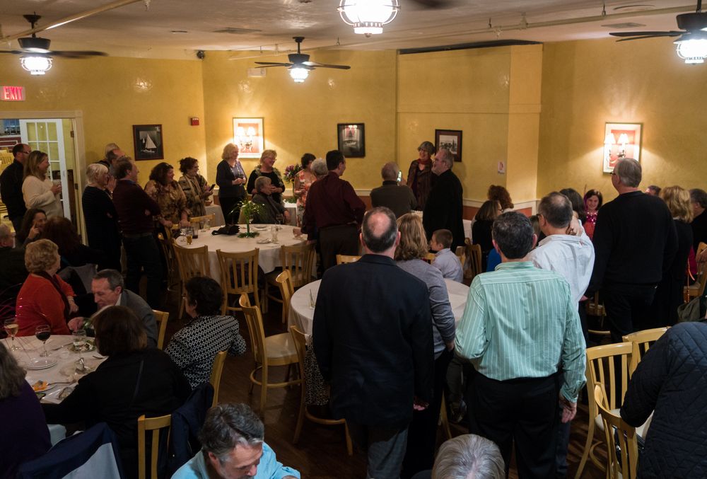 Lindley and Jeff and friends.<br />Lindley's 70th birthday celebration.<br />Nov. 8, 2015 - Stripers Restaurat, Salisbury, Massachusetts.