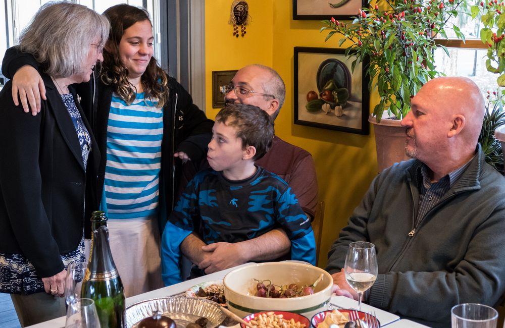 Joyce, Miranda, Matthew, Carl, and Tom.<br />Thanksgiving dinner.<br />Nov. 26, 2015 - At Paul and Norma's in Tewksbury, Massachusetts.