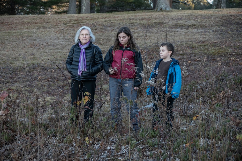 Joyce, Miranda, and Matthew looking at the Merrimack River.<br />Dec. 5, 2015 - Maudslay State Park, Newburyport, Massachusetts.