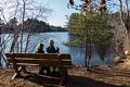 Joyce and Deb along Lake Gardner.<br />Powwow River Conservation Area.<br />Dec. 10, 2015 - Amesbury, Massachusetts.