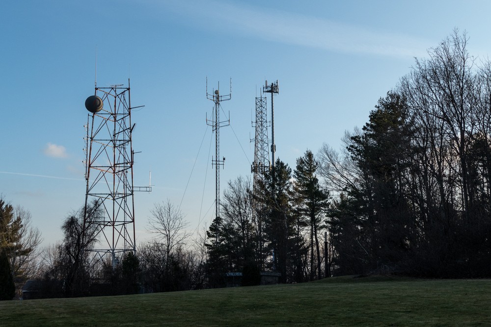 Antennas atop Powwow Hill.<br />Powwow River Conservation Area.<br />Dec. 10, 2015 - Amesbury, Massachusetts.