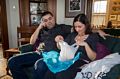 Sati and Melody looking for a gift somewhere in the bag.<br />Dec. 24, 2015 - Christmas eve at home in Merrimac, Massachusetts.