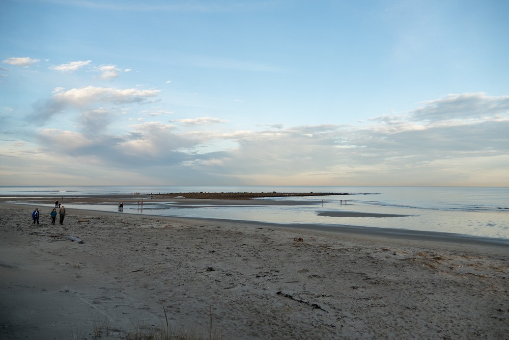 Deb, Melody, and Sati walking back to boardwalk #7.<br />Dec. 25, 2015 - Parker River National Wildlife Refuge, Plum Island, Massachusetts.