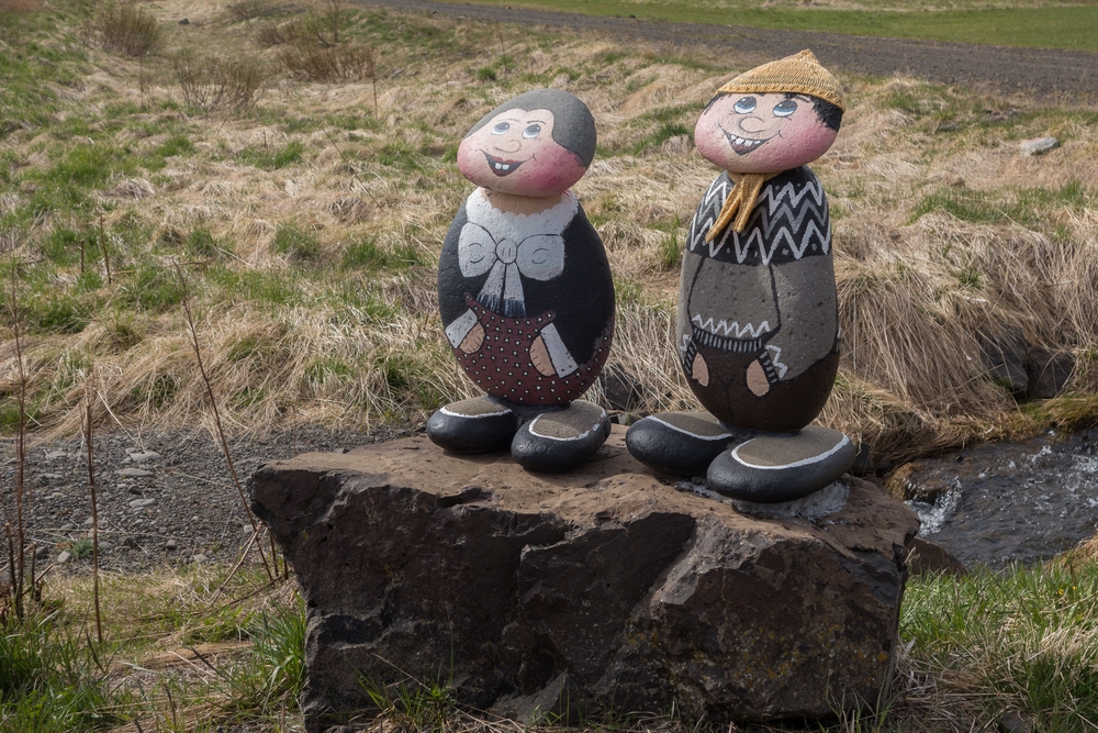 Figures next to driveway south of town.<br />May 25, 2015 - Akureyri, Iceland.