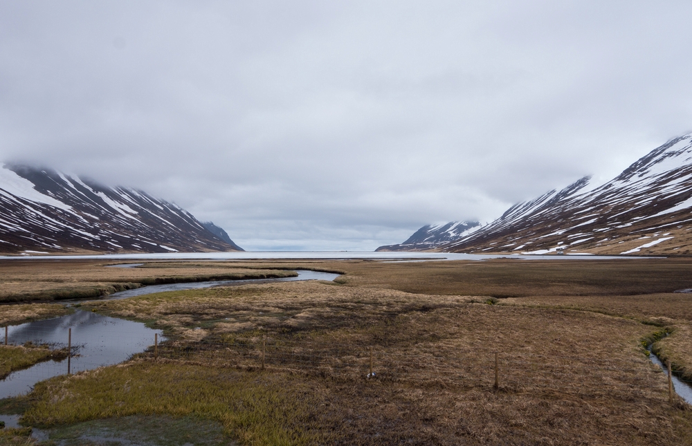 Hinsfjararvatn and Hinsfjrur further out. To got here via a 4.3 mile, one-lane tunnel .<br />May 27, 2015 - On Highway 76, Iceland.